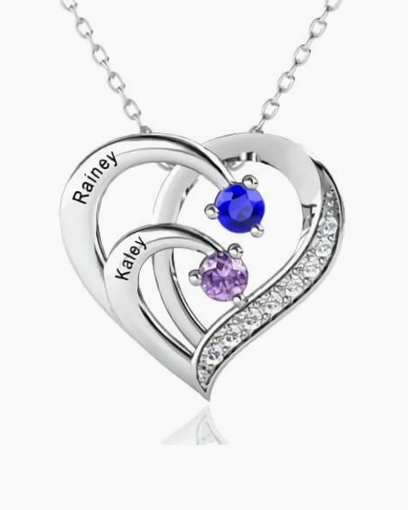 Family & Mother's Personalised Keepsake Heart Stone Necklace (2-4 Stones) sold by Larosa