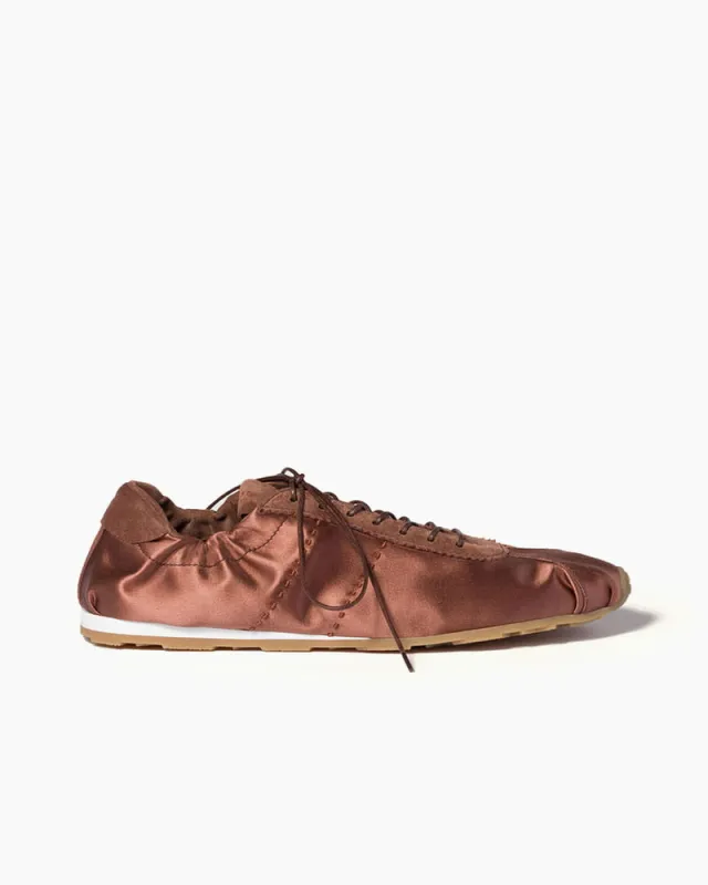 Women's Lightweight Soft Satin Lace-Up Sneakers made by Larosa