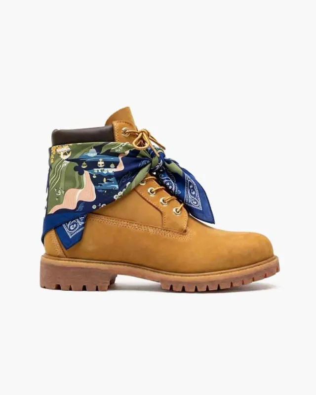 Women's Tan Suede Boot with Printed Scarf made by Larosa