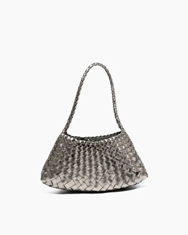 Silver Handwoven Metallic Shoulder Bag made by Larosa
