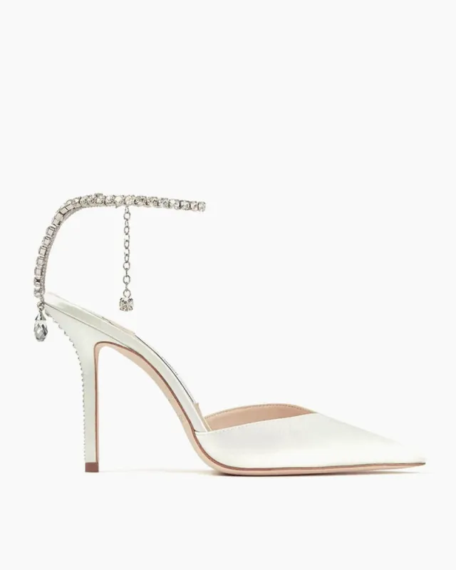 Glamorous Evening Crystal Strap Suede Pumps made by Larosa