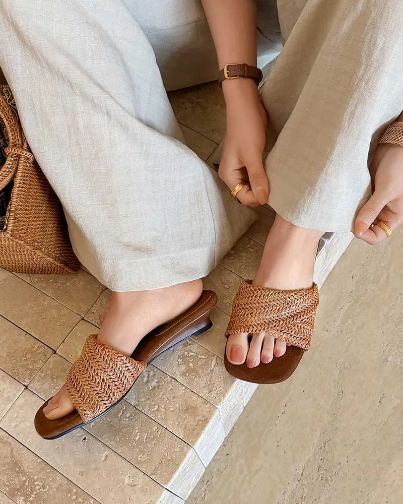 Cross-Strap Woven Open-Toe Slide Sandals sold by Larosa product image thumbnail 4