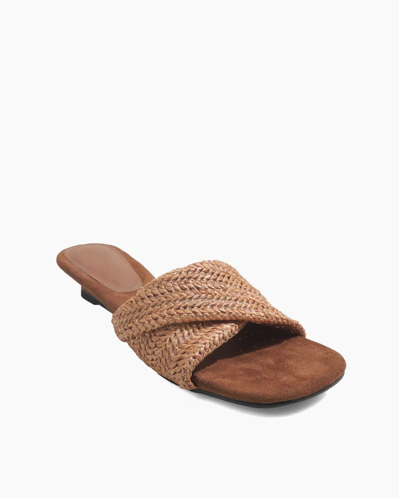 Cross-Strap Woven Open-Toe Slide Sandals sold by Larosa