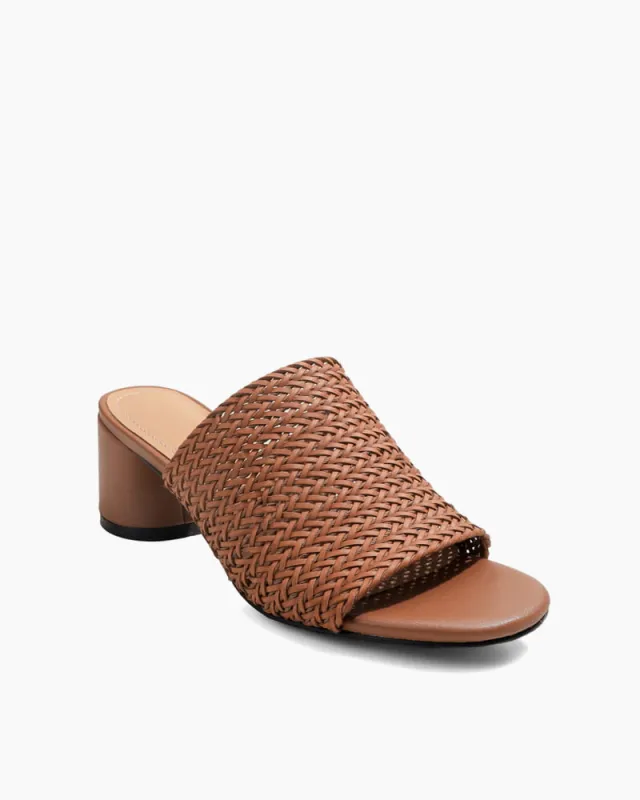Woven Open-Toe Block-Heel Mule Sandals made by Larosa