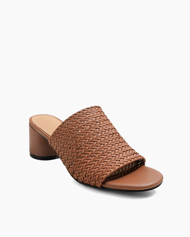 Woven Open-Toe Block-Heel Mule Sandals sold by Larosa