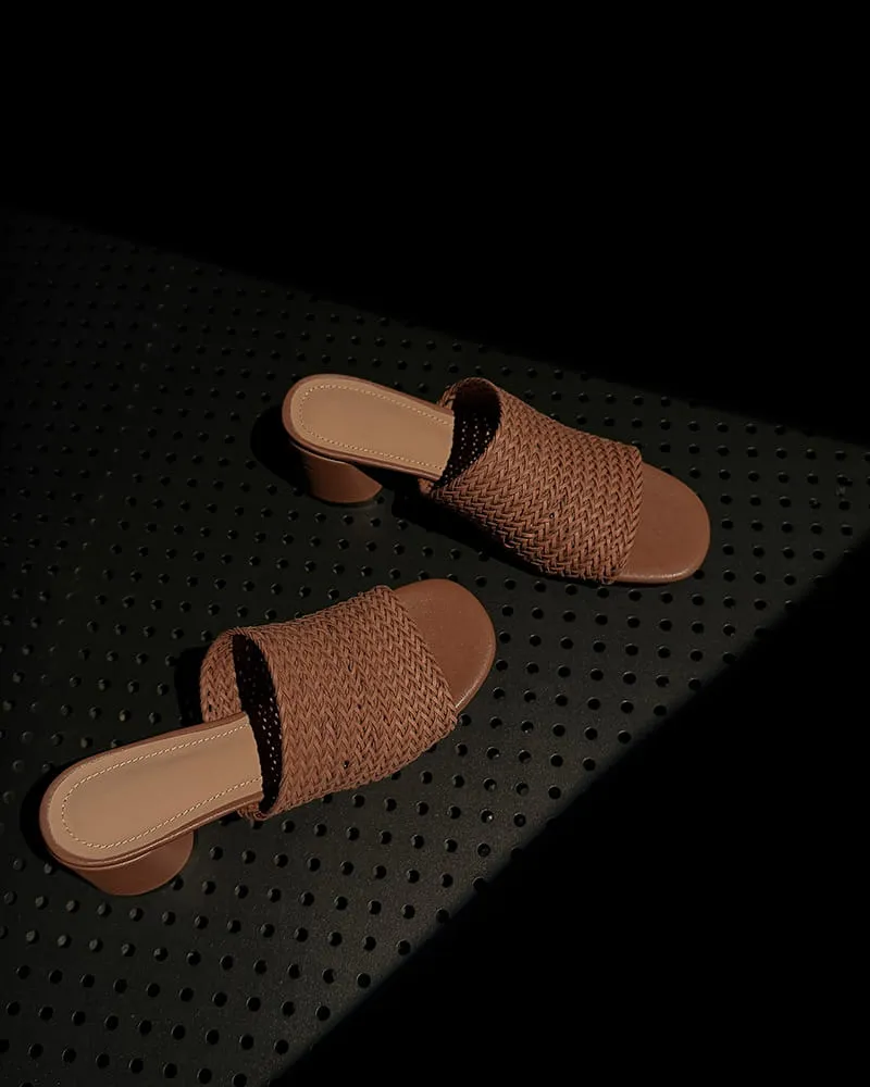Woven Open-Toe Block-Heel Mule Sandals sold by Larosa product image thumbnail 3