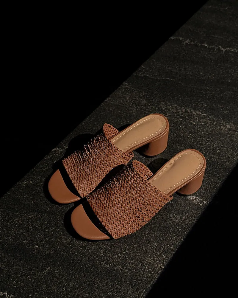 Woven Open-Toe Block-Heel Mule Sandals sold by Larosa product image thumbnail 2