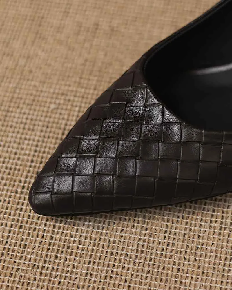Refined Woven-Pattern Pointed-Toe Mid-Heel Pumps sold by Larosa product image thumbnail 2