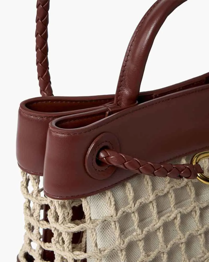 Leather Trim Net Tote Handle Bag sold by Larosa product image thumbnail 5