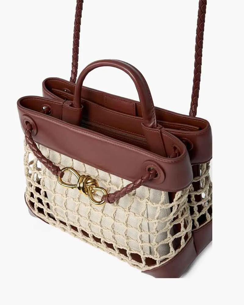 Leather Trim Net Tote Handle Bag sold by Larosa product image thumbnail 4