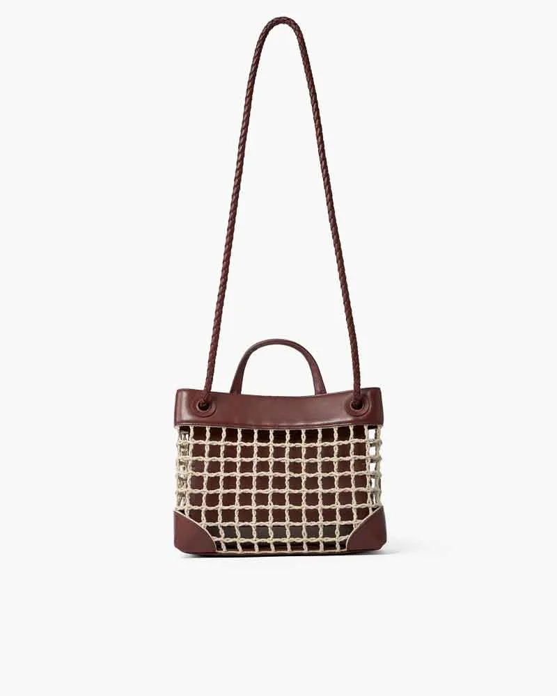 Leather Trim Net Tote Handle Bag sold by Larosa product image thumbnail 3