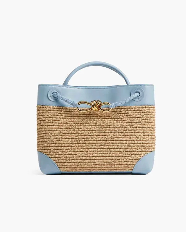 Raffia Knot Top Handle Crossbody Bag made by Larosa