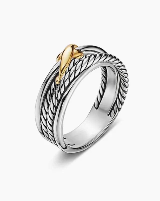 Elegant Evening Crossover Statement Ring made by Larosa