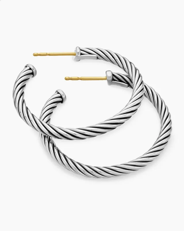 Small Twisted Cable Hoop Earrings made by Larosa
