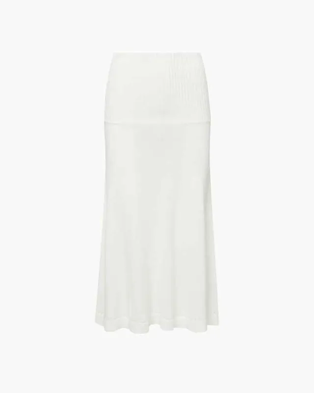 Women’s Off-White Pointelle Knit Fishtail Midi Skirt made by Larosa