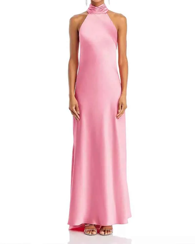 Women’s Satin Halter Neck Sleeveless Maxi Gown sold by Larosa product image thumbnail 2