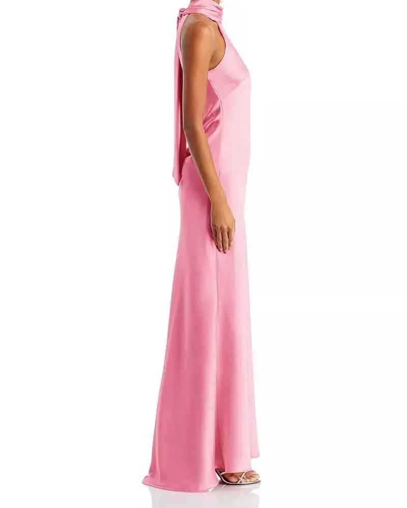 Women’s Satin Halter Neck Sleeveless Maxi Gown sold by Larosa product image thumbnail 3