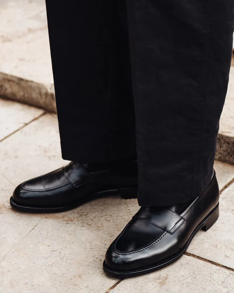 Men’s Polished Black Leather Penny Loafers with Low Heel sold by Larosa product image thumbnail 5