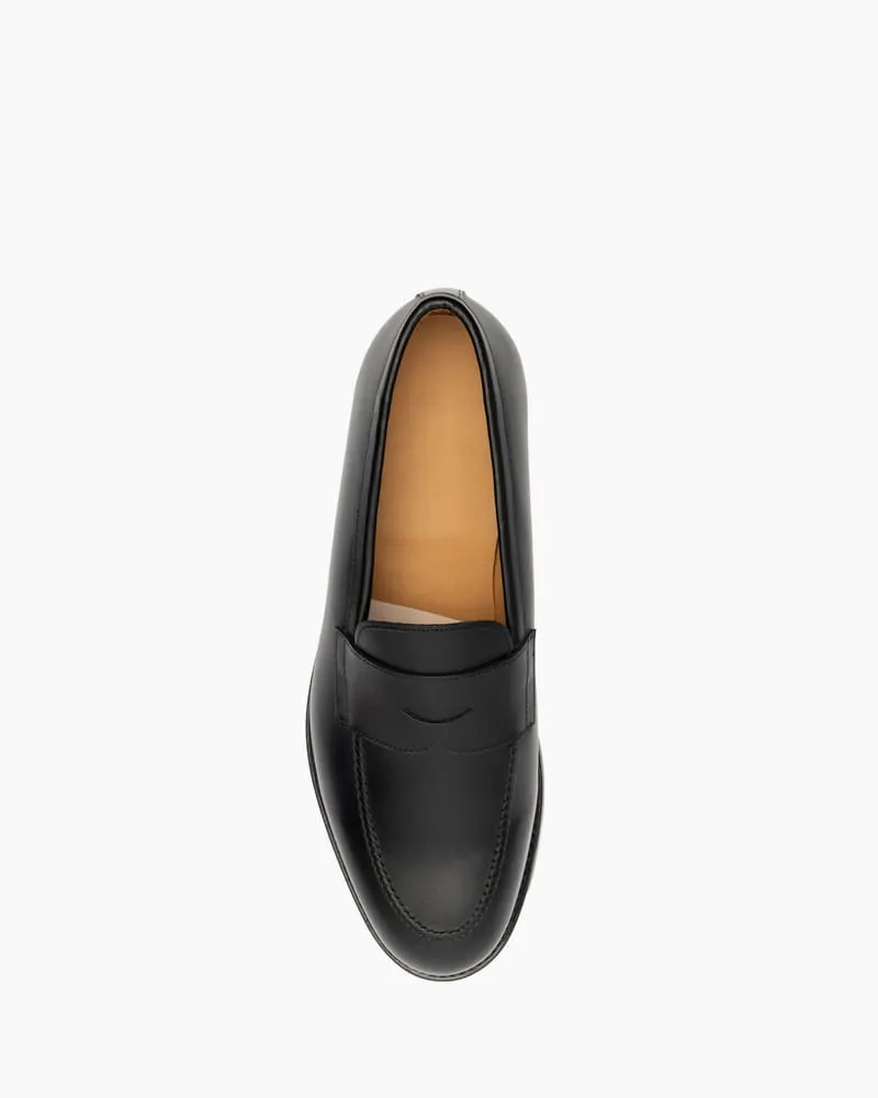 Men’s Polished Black Leather Penny Loafers with Low Heel sold by Larosa product image thumbnail 3