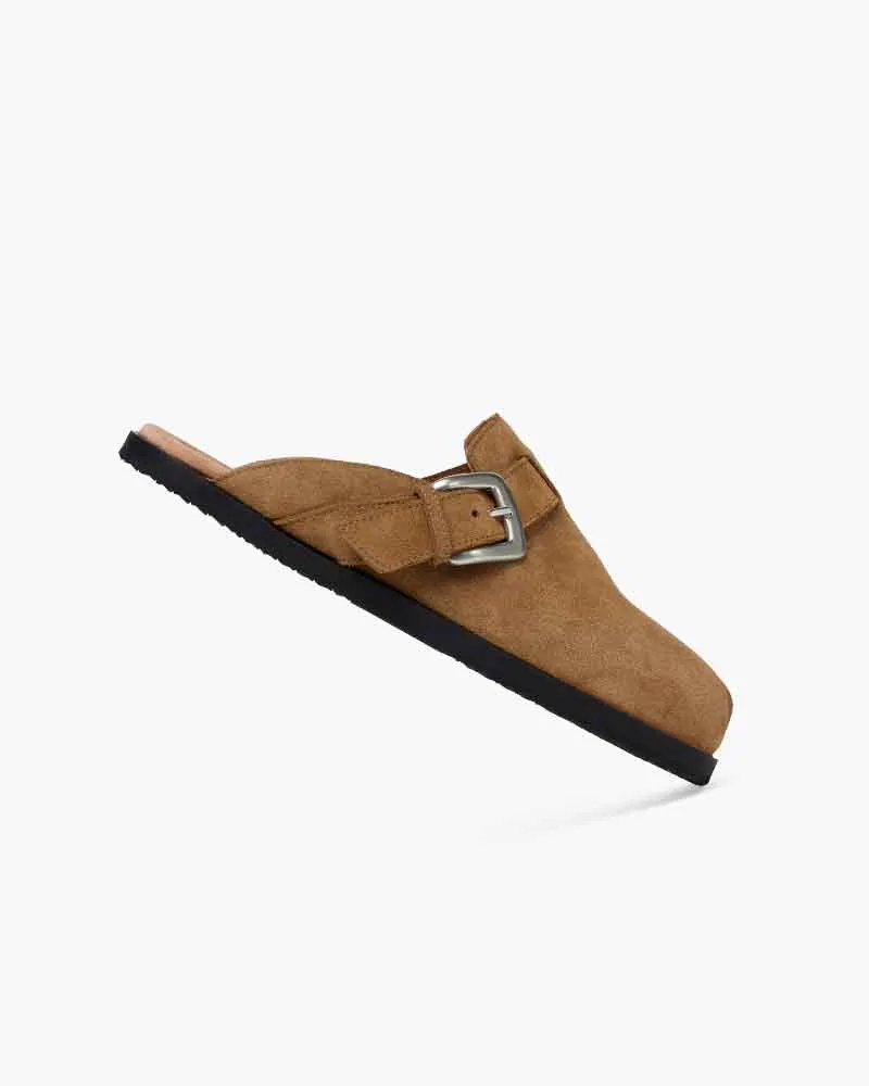 Brown Suede Flat Sole Split-Toe Sandal Mules sold by Larosa product image thumbnail 3