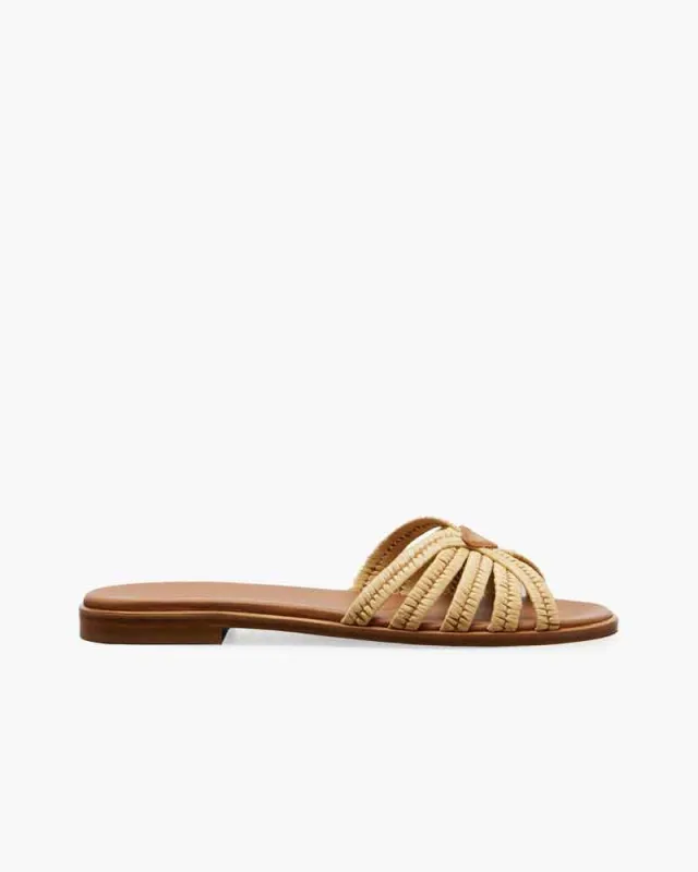 Cozy Beach Day Crochet Raffia Slides made by Larosa