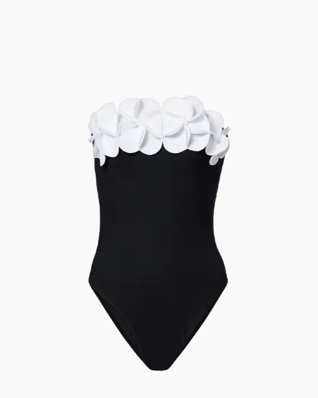 Elegant Resort Floral Bandeau One-Piece Swimsuit made by Larosa