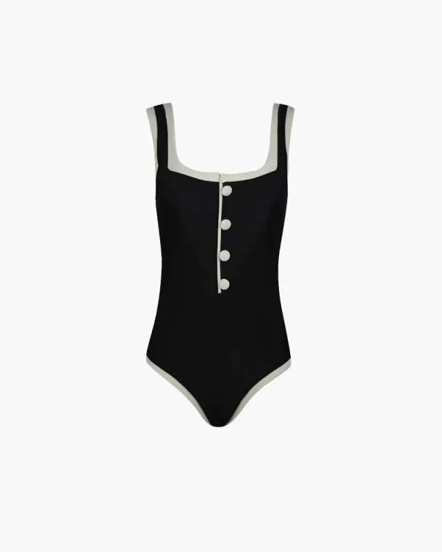 Beach & Resort Ribbed Button One-Piece Swimsuit made by Larosa