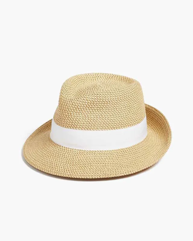 Natural Woven Straw Fedora Hat for Summer made by Larosa