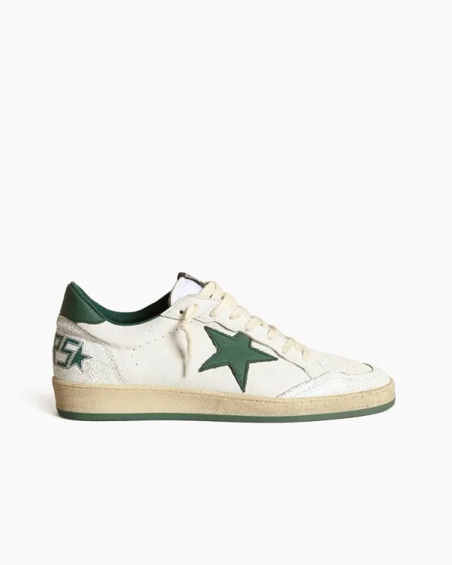 Men's White Nappa Leather Sneaker with Star and Heel Tab made by Larosa
