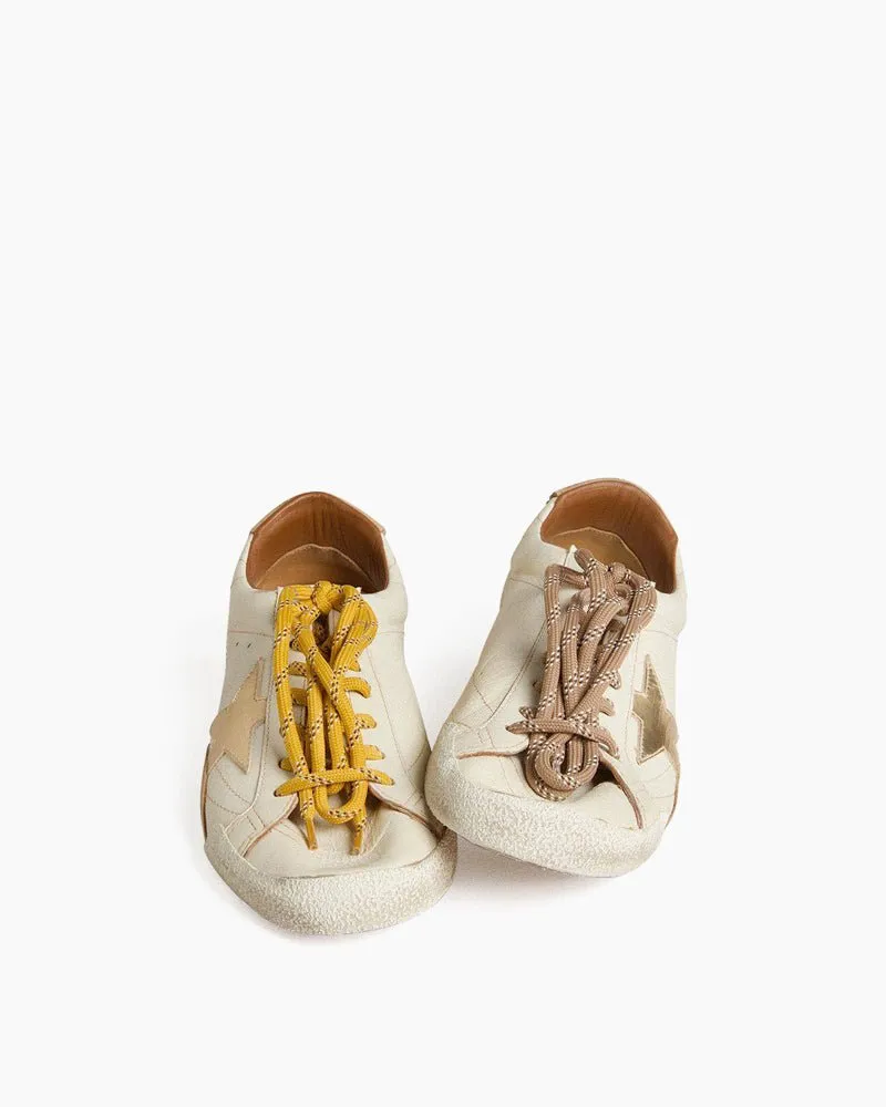 White Nappa Leather Sneakers with Gold Star and Beige Heel Tab sold by Larosa product image thumbnail 3