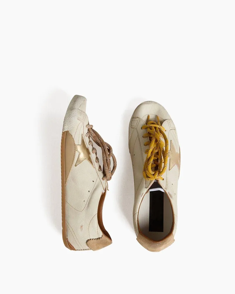 White Nappa Leather Sneakers with Gold Star and Beige Heel Tab sold by Larosa product image thumbnail 2