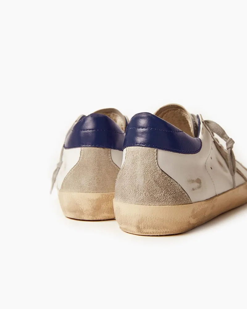Men‘s White Nappa Leather Sneakers with Suede Star and Blue Heel Tab sold by Larosa product image thumbnail 4