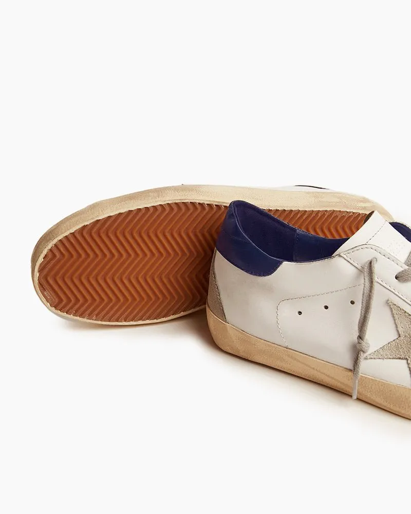 Men‘s White Nappa Leather Sneakers with Suede Star and Blue Heel Tab sold by Larosa product image thumbnail 3