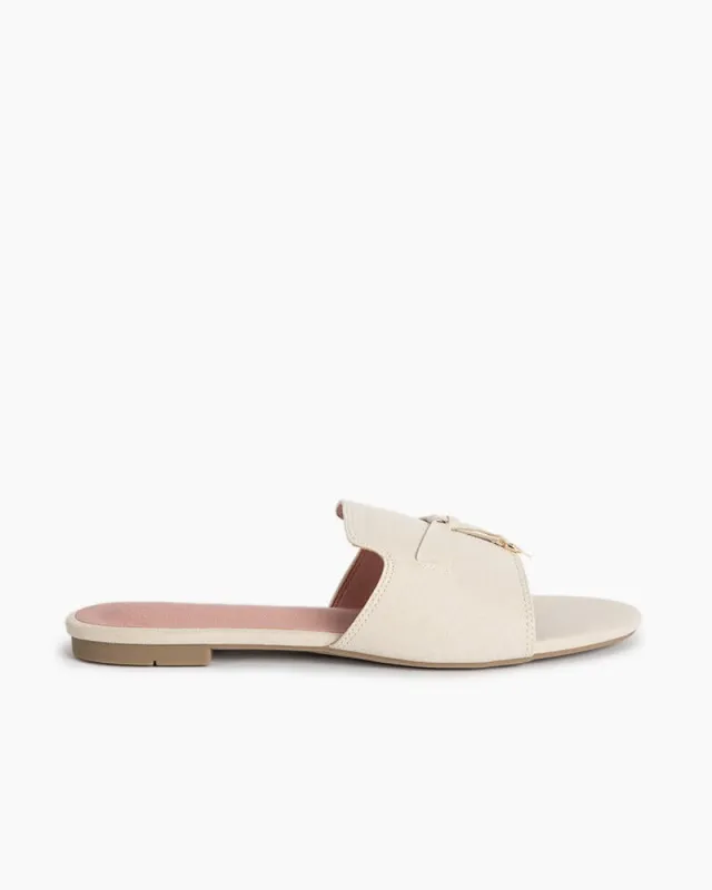 City Stroll Metal Detail Flat Slide Sandals made by Larosa