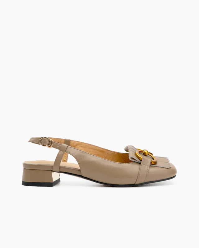 (Clean Up - US 8) Tassel Metal Decor Low Heel Slingback Sandals made by Larosa