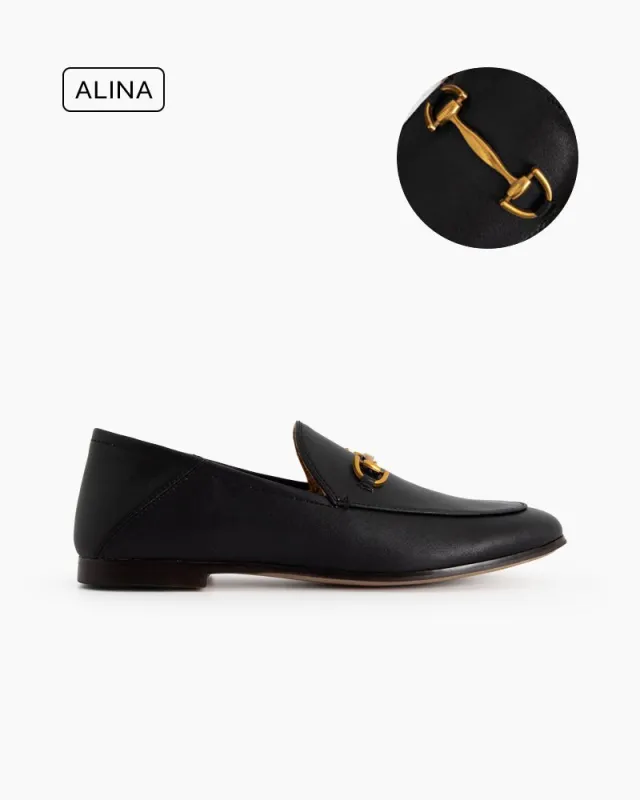 (Clean Up - US 12) Alina Sleek and Sophisticated Leather Flat Loafers made by Larosa