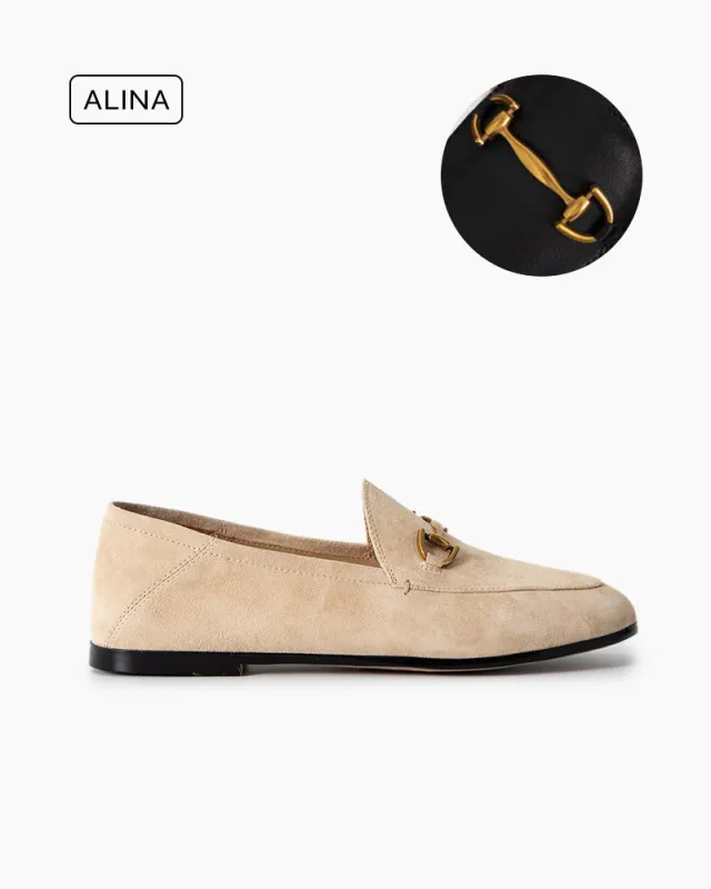 (Clean Up) Alina Urban Elegance Suede Flat Loafers made by Larosa