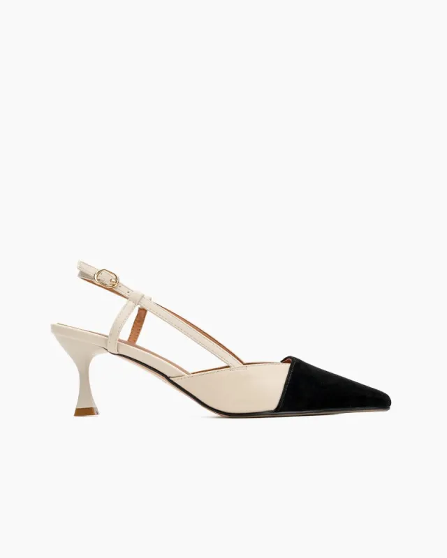 (Clean Up - US 8) Colorblock Cutout Slingback Sandals made by Larosa