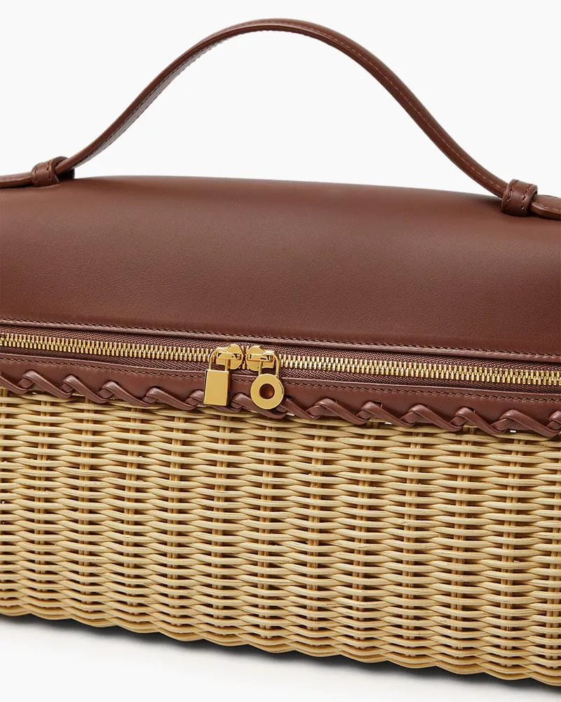Elegant Resort Wicker Leather Top Handle Bag sold by Larosa product image thumbnail 2