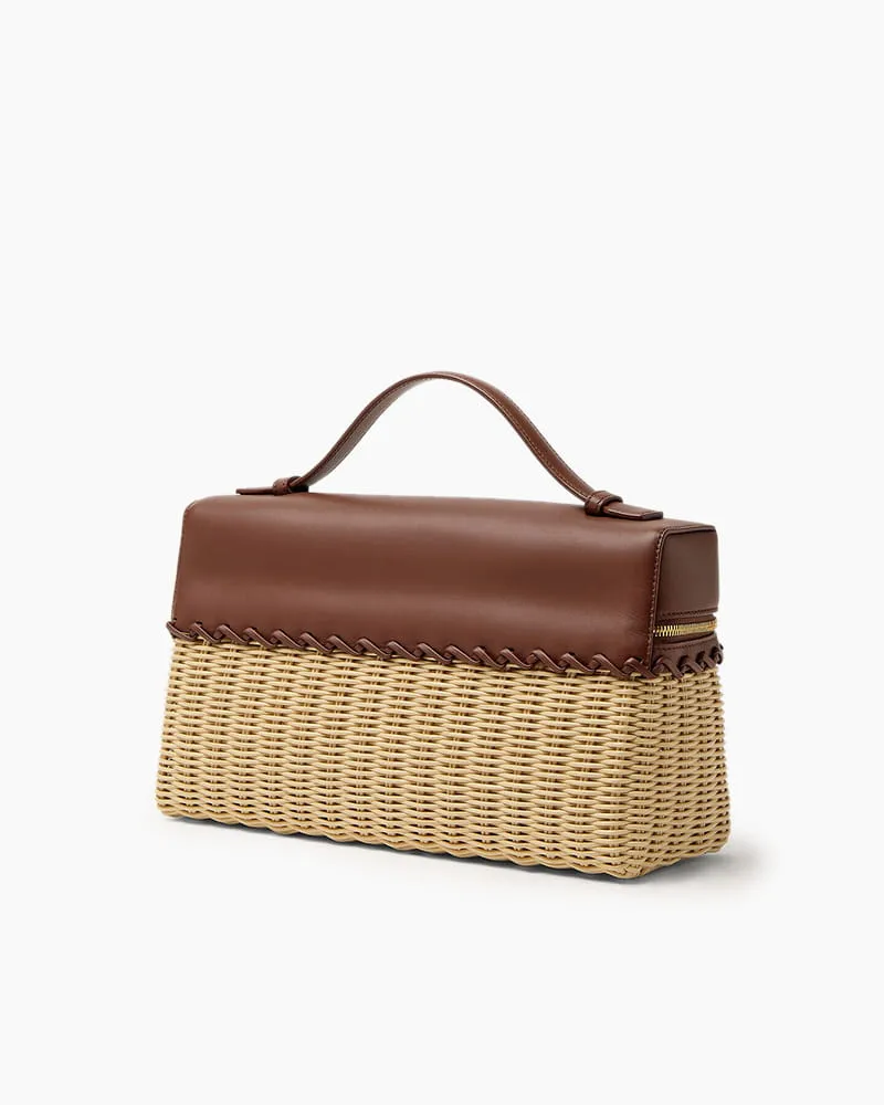 Elegant Resort Wicker Leather Top Handle Bag sold by Larosa product image thumbnail 3