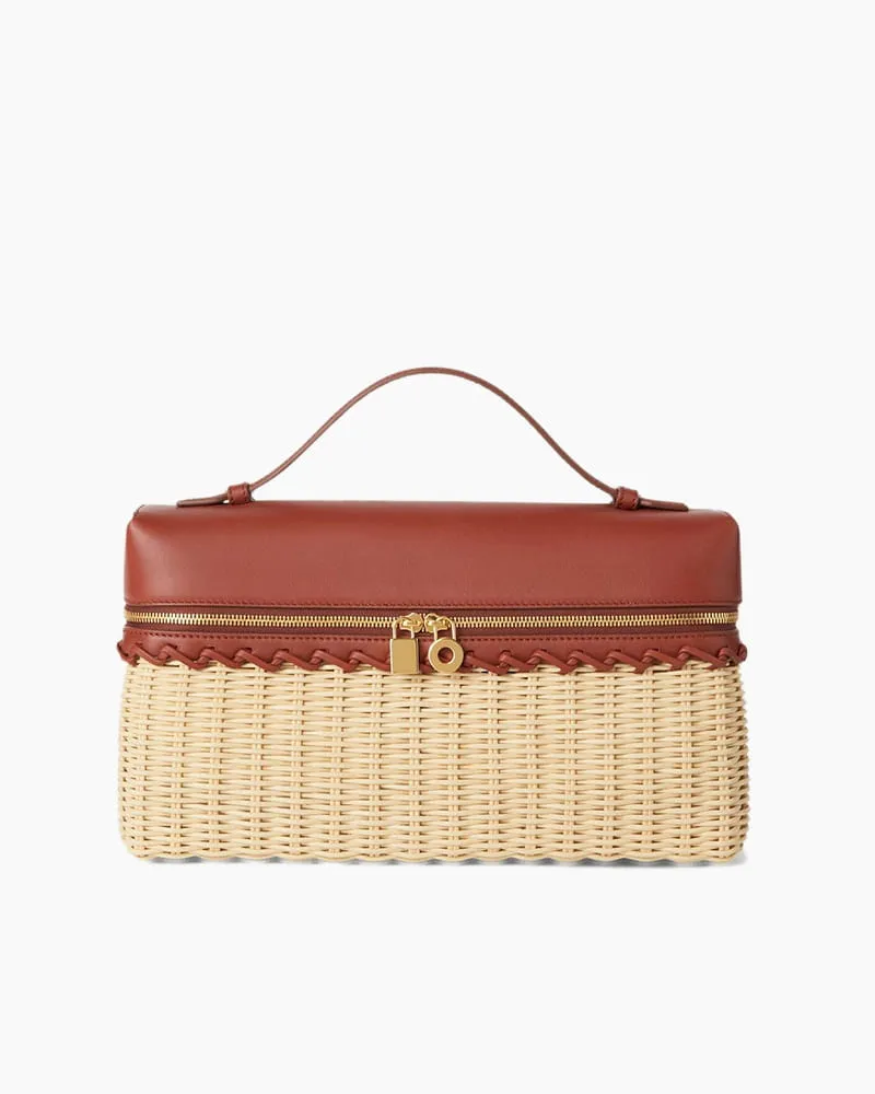 Elegant Resort Wicker Leather Top Handle Bag sold by Larosa product image thumbnail 5