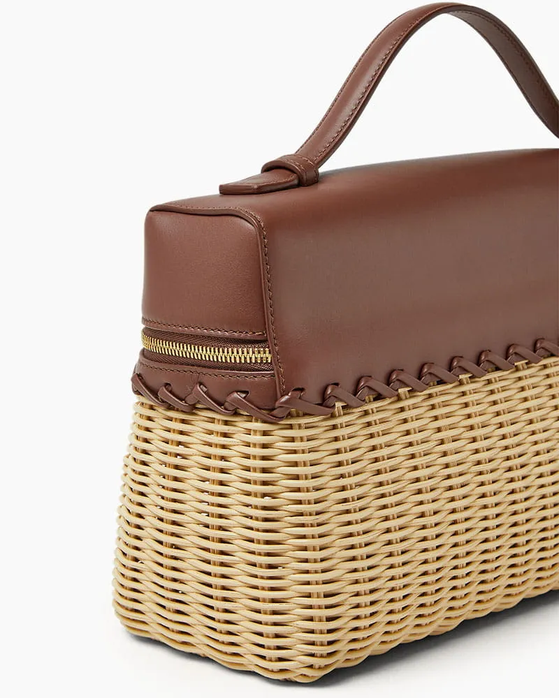 Elegant Resort Wicker Leather Top Handle Bag sold by Larosa product image thumbnail 4