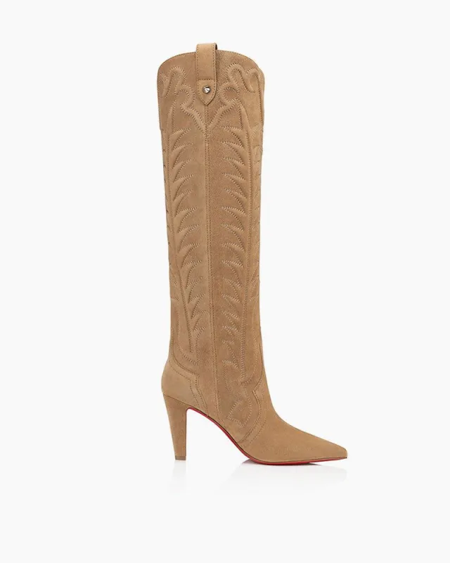 (Clean Up) Women’s 85mm Brown Boots – Alligator-Embossed Veau Velours made by Larosa