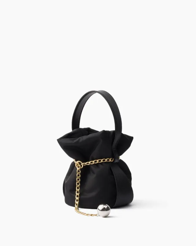 (Clean Up) Mini Re-Nylon and Nappa Leather Bucket Bag made by Larosa