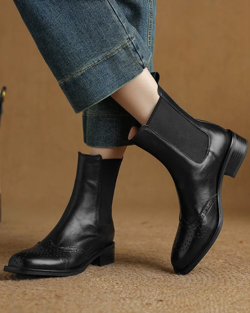 (Clean Up - US 7.5/8) Leather Low Block Heel Chelsea Boots sold by Larosa product image thumbnail 2