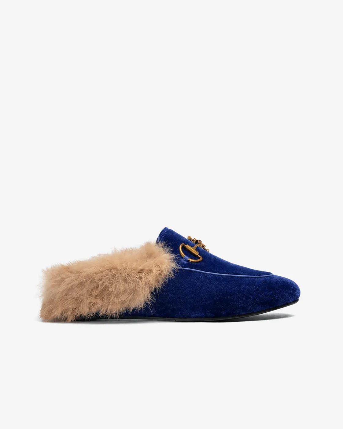 (Clean Up) Classic Metal Buckle Velvet Backless Fur Slip-on Mules sold by Larosa product image thumbnail 4