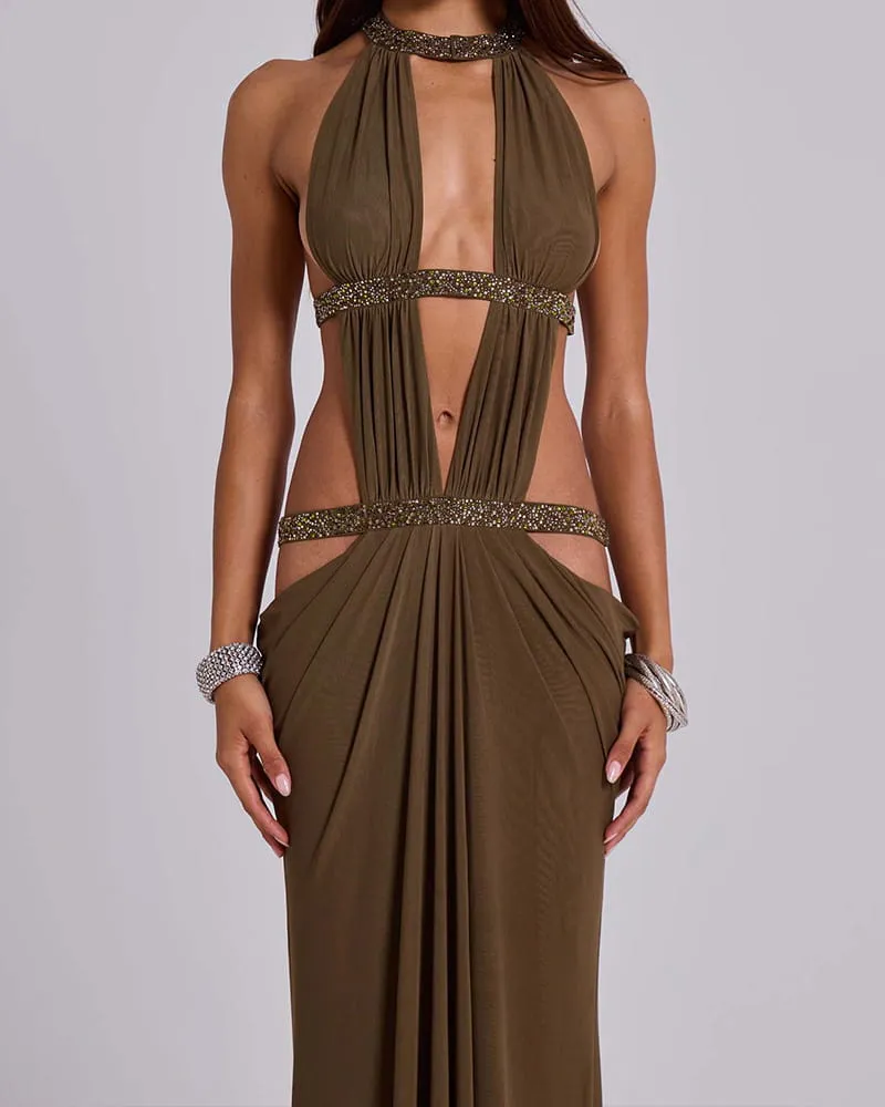 Glamorous Evening Cutout Beaded Halter Gown sold by Larosa product image thumbnail 5
