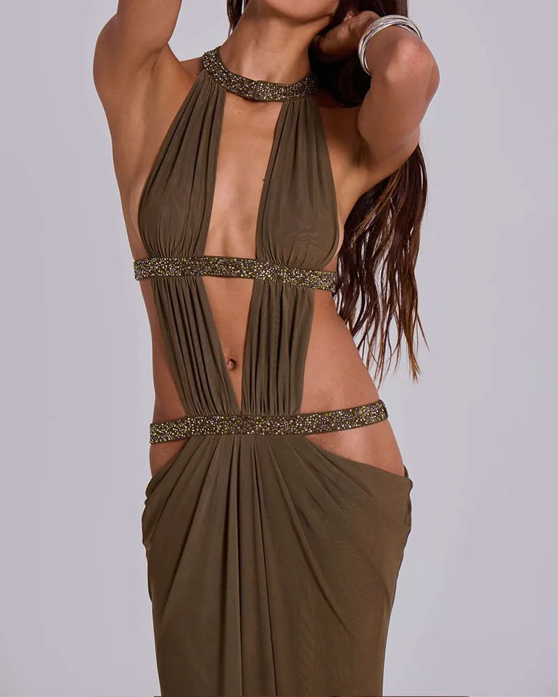 Glamorous Evening Cutout Beaded Halter Gown sold by Larosa product image thumbnail 2