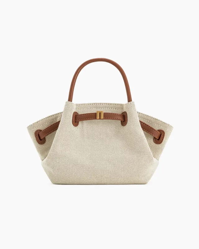 Structured Canvas Trapeze Top-Handle Bag made by Larosa