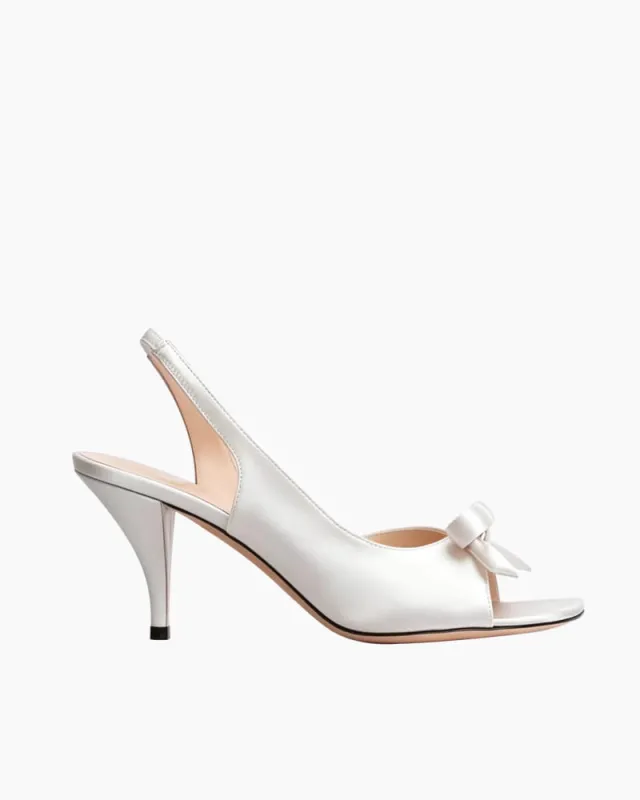 Elegant Evening Slingback Bow Heeled Sandals made by Larosa